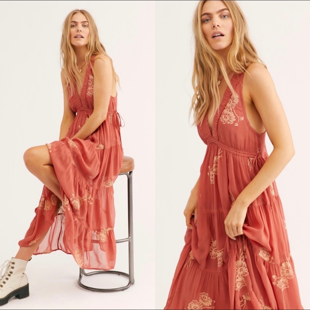 Free People Embroidered Midi Dress